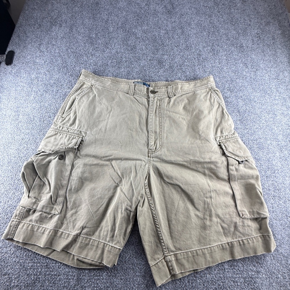 Polo Ralph Lauren Mens Khaki Cotton Twill Cargo Shorts Size 40 Tan Multi Pocket
